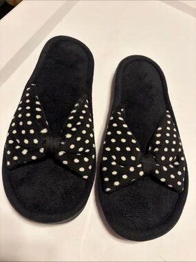 isotoner Black Polka Dot Bow Slide Slippers